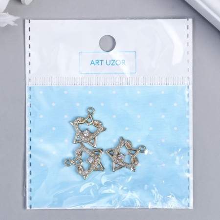 Decor for creativity Metal "Heart intertwined with a star" Rhinas 1.8x1.9 cm-3