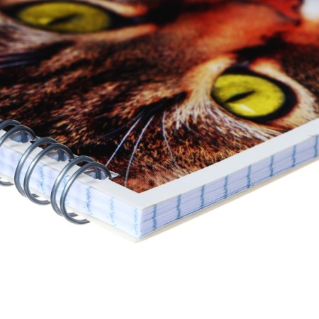 Notepad A7 40 sheets in a cage on the crest "Cats", Cardboard Cover, VD-LK, MIX-4