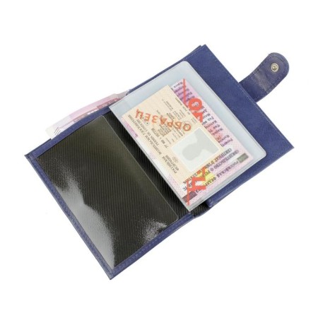 Cover for auto documents on a button, a passport department, and bills, blue color-1