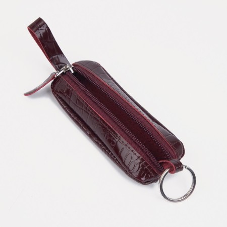 Key of zipper, length 10 cm, metal ring, burgundy color-1