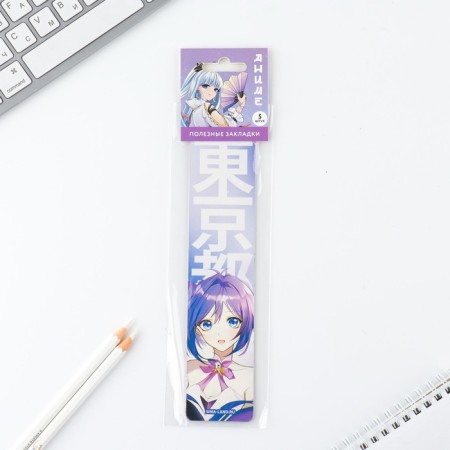 A set of cardboard bookmarks with hints, 5 pcs "Anime"-4