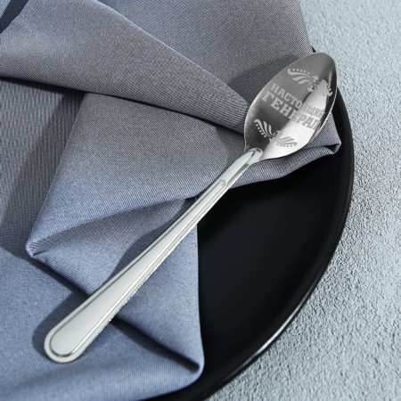 A teaspoon spoon with an engraving “Real General”, on a gift postcard, 3 x 14 cm.-2