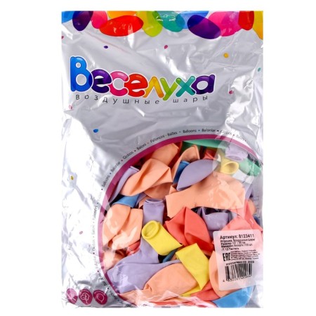 Latex ball 12 ", pastel, pasta, set of 100 pcs., Mix-5
