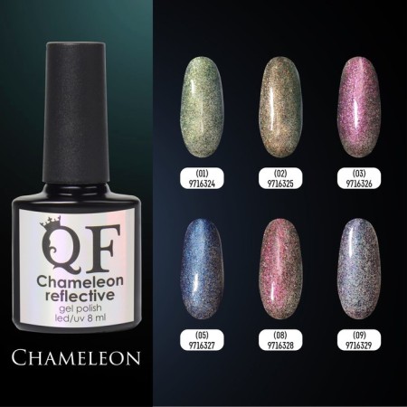 Gel nail polish, “Chameleon”, 3 phase, 8ml, LED/UV, Dark green/peach (02) color-4