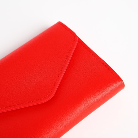 Women's wallet on the button, red color-2