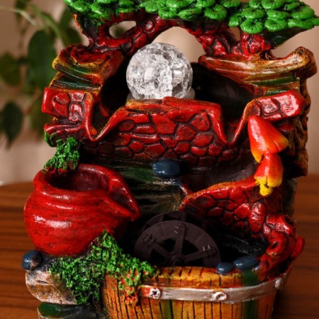 Fountain "Benches and mushrooms in the forest" 11x13x19 cm (with backlight)-1