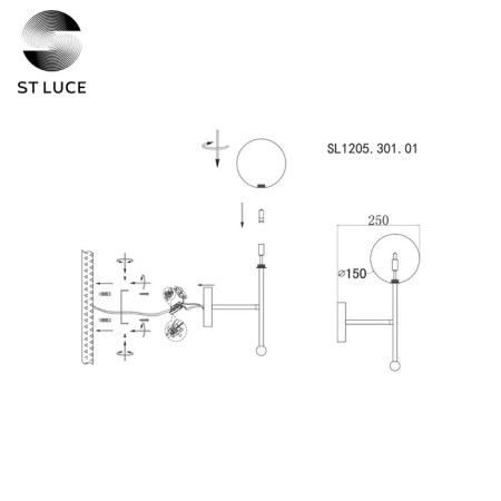 Wall lamp ST LUCE. SL1205.301.01. Sandro. 1x5 W, G9, 4000K, 15x42 cm, brass color-9