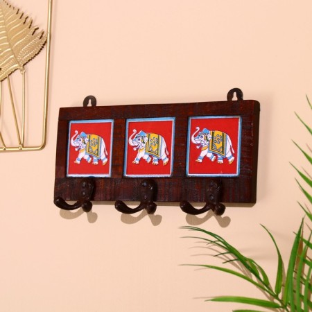 Ban "Elephants" wood, 17*4*12cm, 3 hook mix-1