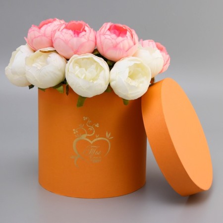 Gift Gift Round, with embossing "You are in my heart" Orange 21*21*21cm