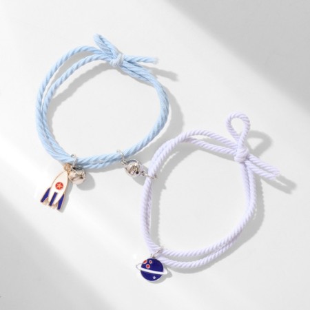 Bracelets "Demetrons" Assol, rocket and planet, white-blue color-2