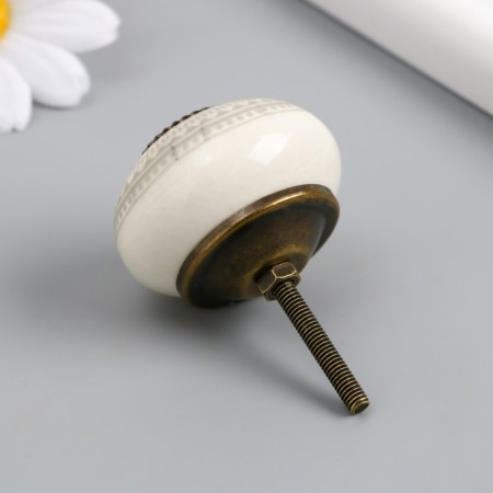 Handle for the casket ceramics, metal "Geometric pattern" white-gray 4.1x4.1x6 cm-1