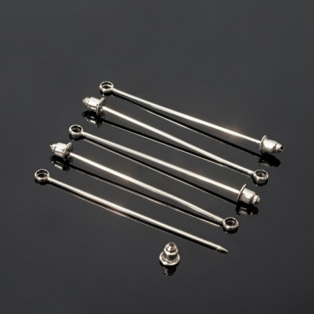 The basis for a brooch with a loop (set of 5 pcs.), L = 5.5 cm, silver color