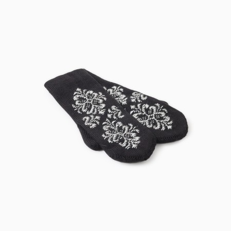 Mittens double manual embroidery, color black, river 18