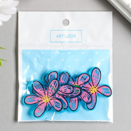 Decor for the work of acrylic "Children's drawing. Blue flower" 3.5x3.5 cm-2