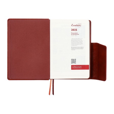 Dated 2025 diary, A5, 176 sheets of Escalada, a solid cover made of artificial leather, pancake embossing, lies, cream block 70 g/m2, brown-6