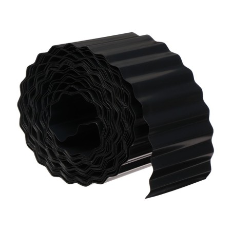 Border tape, 0.1 × 9 m, thickness 0.6 mm, plastic, corrugation, black, Greengo-5