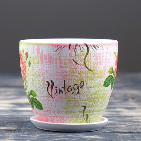 Flower Pot "Vintage" Rose No. 2 High Oval 0.5l-5