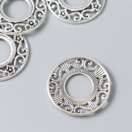 Decor for creativity Metal "Round Frame Flower" silver 3.3x3.3 cm-1