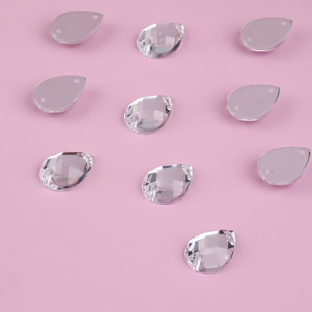 Rhound rhinestones “drop”, from organic glass, 10 × 14 mm, 20 pcs, white color-1