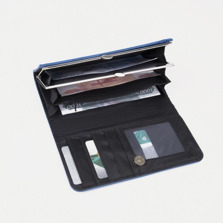 Women's wallet on magnet, blue color-3