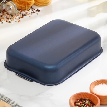 The baking sheet "Economics", 19 × 25 cm, h = 5.8 cm, anti -stick coating, blue color-2