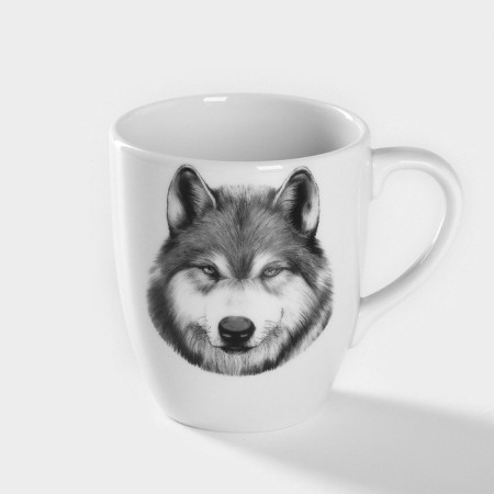 Porcelain mug "Wolf", 300 ml, white