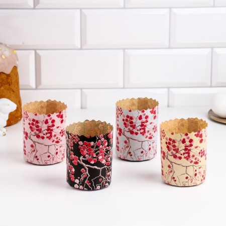 Paper form for cupcake, muffins and kulich "Sakura" 70x85mm (packing 20 pcs)-1