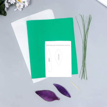 Set for creating flowers from Foamiran "Lily" (white/green)-1