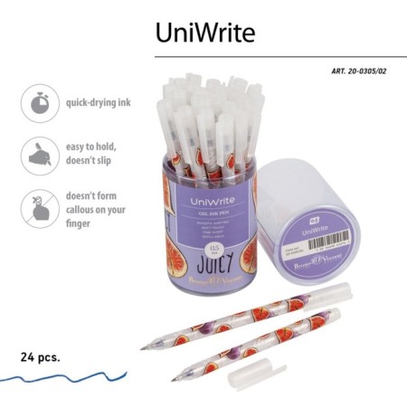 Gel pen Bruno Visconti Uniwrite Fresh & Fruity. Figs, 0.5 mm, blue ink-3