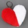 Soft toy "heart" halves, on a key fob, 10 cm, white-red color