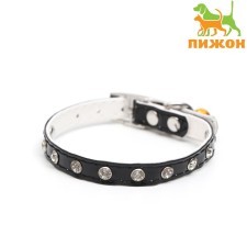 A collar with round rhinestones, 28 x 1 cm, Osh 21-25 cm, arts. The skin, black