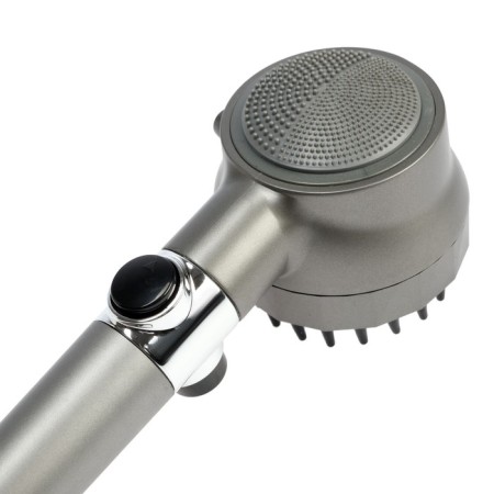 Shower watering can Zein Z3550, D = 80 mm, 3 modes, with massage cloves, button "Stop", graphite-7