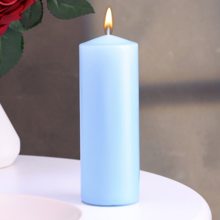 Candle - cylinder, 5x15 cm, blue varnished, 14 hours-2