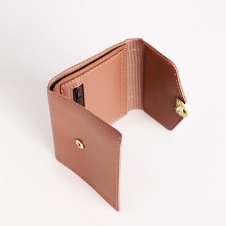 Women's wallet on the button, beige color-3