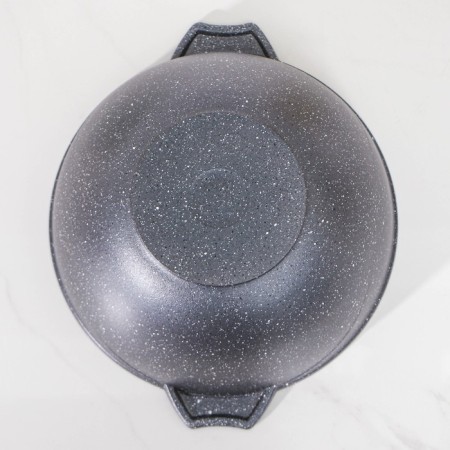 Kazan "Granite", 4 l, glass cover, cast pens, anti -stick coating, black color-2