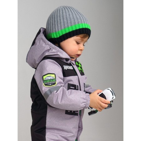 Knitted hat for a boy, size 46, gray color-1