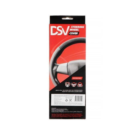 DSV steering wheel cover with inserts, perforation, neoprene, Black+ Red, size M-7