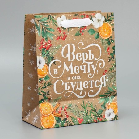 Craft vertical package “Believe me in a dream”, MS 18 x 23 x 10 cm, New Year-3
