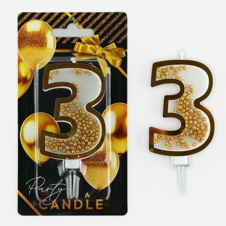 A candle for a cake, a figure with a shaker "3", 9.6 x 4.7 cm.-3