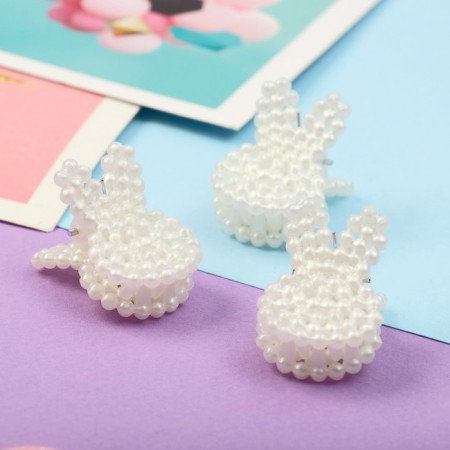 Hair crab "Beatrice Bunny" (set of 5 pcs) bunnies, 2x3 cm, white-1