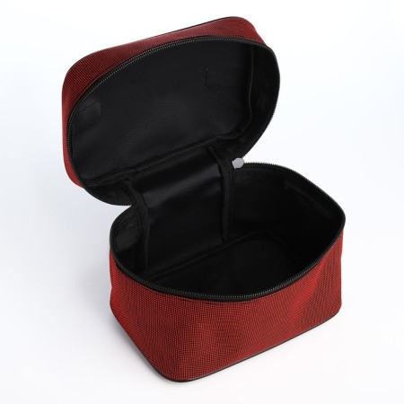 Cosmetic bag on lightning, with a lining, dark red color-2