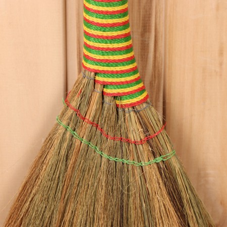 Rice broom with a bamboo pen, 30x80 cm, mix-2