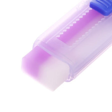 Rectangular eraser in the color of the case, in a plastic sliding holder mix-3