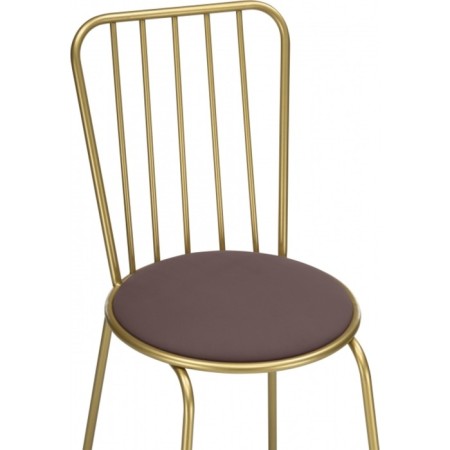 Chair on the metal frame Avalon Metal/velor, gold/cocoa 39x48x86 cm-4