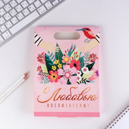 Gift set “With love teacher!”: A5 diary, 80 sheets, stickers and ballpoint pen, blue pasta-1