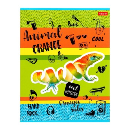 A notebook of 80 sheets in the "Animals Orange" cage, cover coated cardboard, selective varnish, block 65 g/m2, mix-2