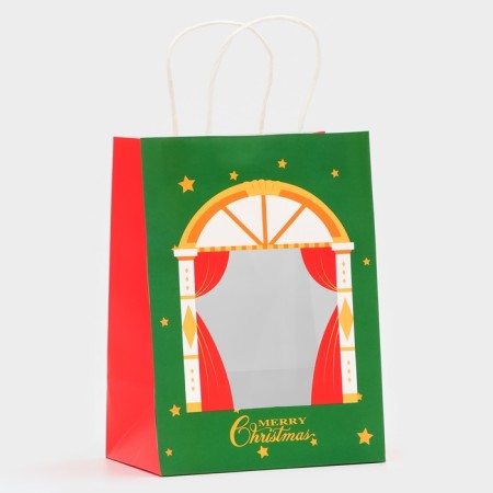 Gift package with the window "Theater" 19 x 26 x 13 cm, green-1