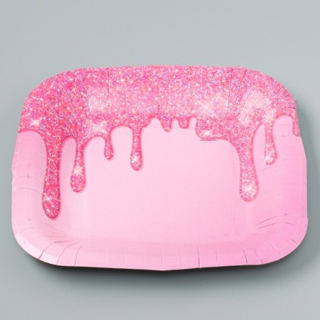 Plate plate disposable square "festive", pink, 16.5x16.5 cm-2