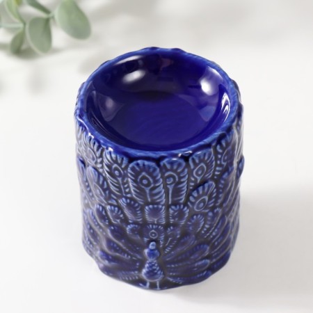 Aroma lamp ceramics "peacock" blue 7x7x8.5 cm-2
