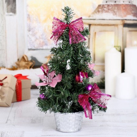 Christmas tree decor 30 cm Pink Poinsia in the snow